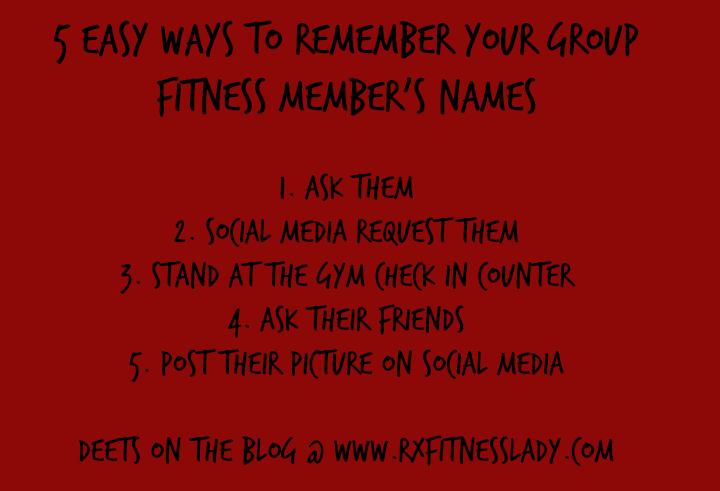 5 Easy Ways To Remember Your Group Fitness Member's Names Tip Card
