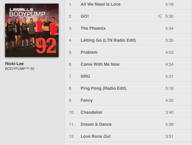 Les Mills BODYPUMP 92 Track List