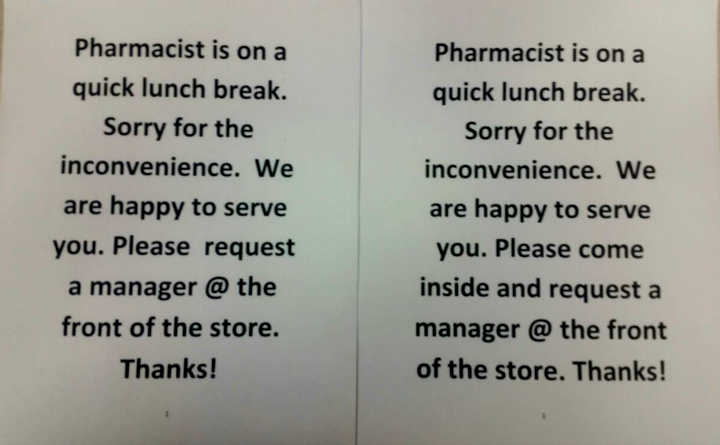 Pharmacist Lunch Break Signs