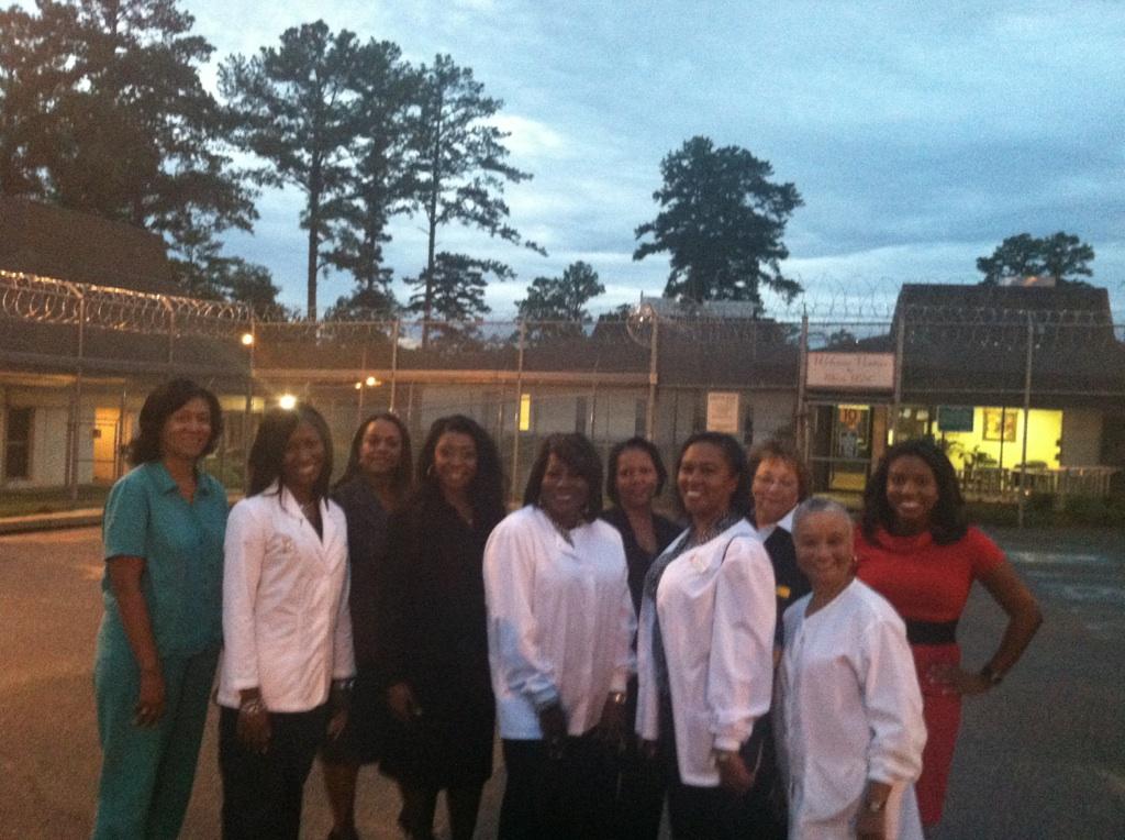 SORORS GATHERED OUTSIDE DETENTION CENTER AFTER CAREER DAY